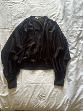 HYFVE Black Satin Bomber Jacket